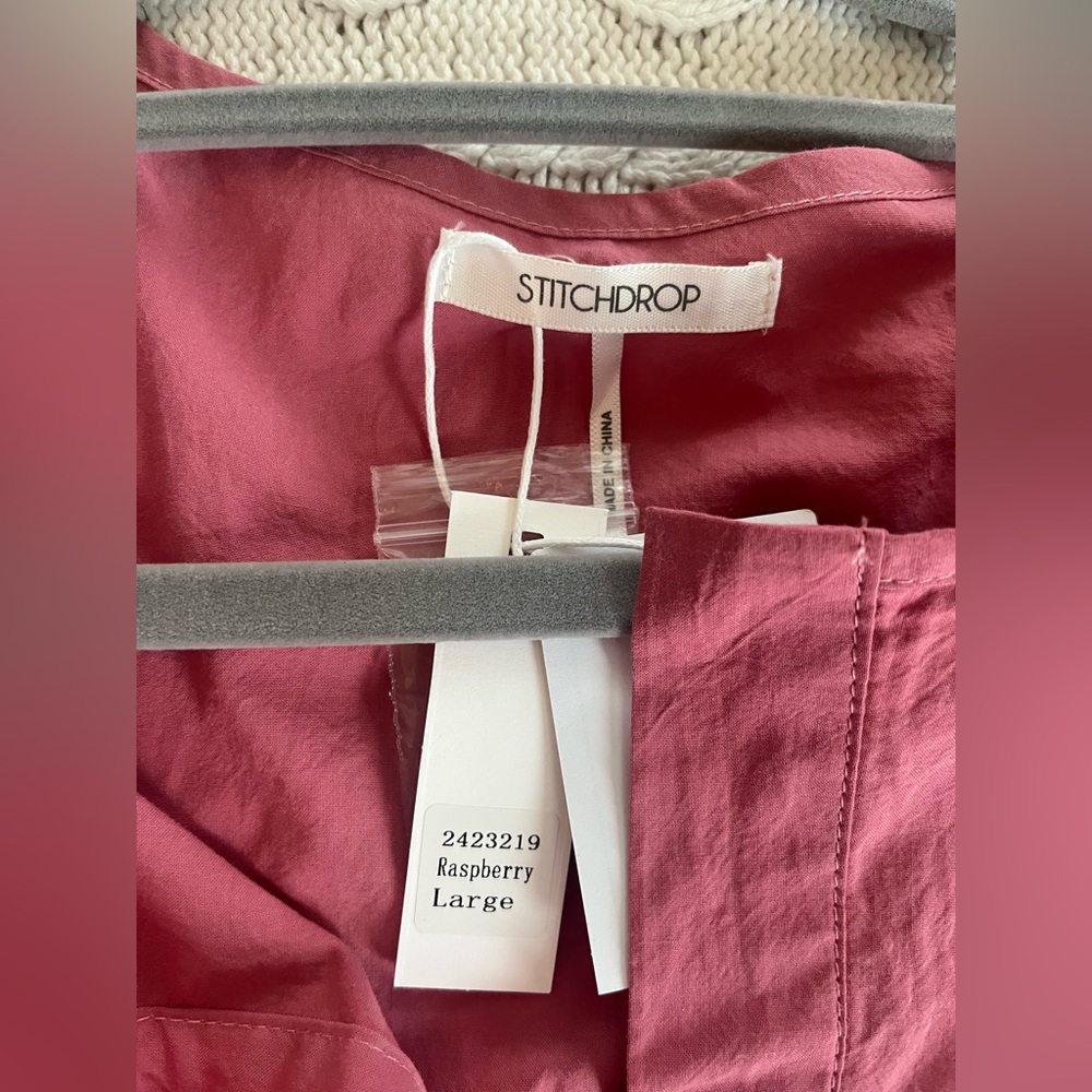 New! StitchDrop Raspberry Cotton MIDI Dress Short Sleeve Women’s size Large - Picture 16 of 16